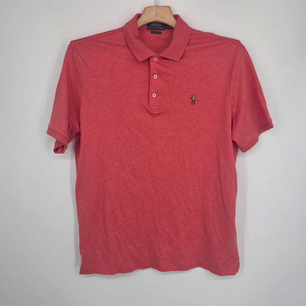 Polo Ralph Lauren Mens Classic Fit Red Heather Cotton Polo Shirt Size M